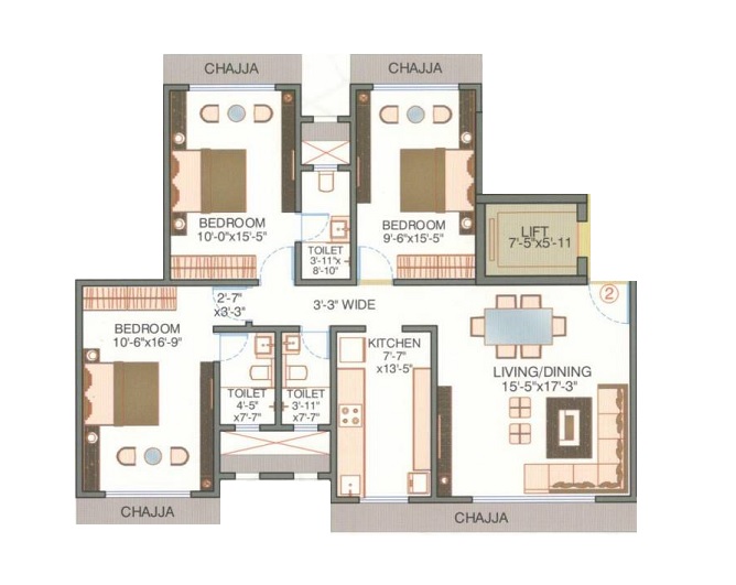 Parag Reserve CHS 3 BHK Layout