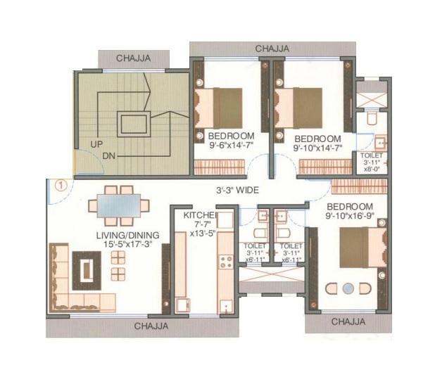 Parag Reserve CHS 3 BHK Layout