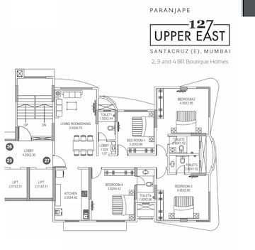  4 BHK Apartment at Paranjape 127 Upper East, Santacruz East – for Sale