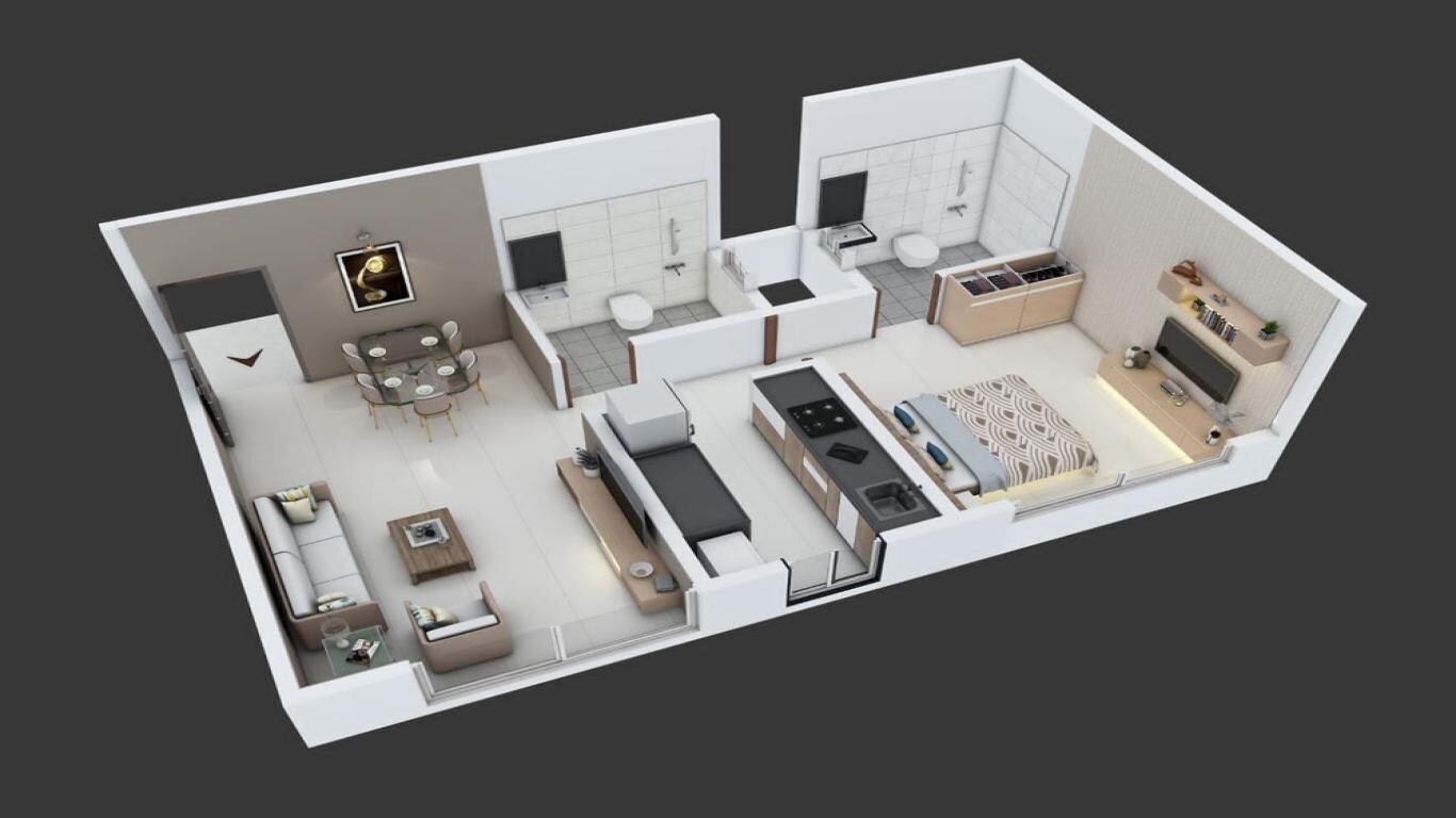 Floor plan of 1 BHK 467 Sq. Ft. Apartment in Paranjape Aspire, Mumbai