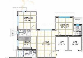 Floor plan of 2 BHK 617 Sq. Ft. Apartment in Paranjape Schemes Ujval, Mumbai