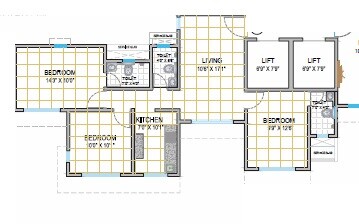 Floor plan of 3 BHK 745 Sq. Ft. Apartment in Paranjape Schemes Ujval, Mumbai