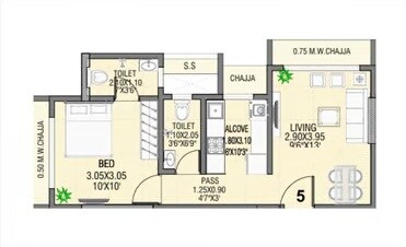 1 BHK 360 Sq. Ft. Apartment
