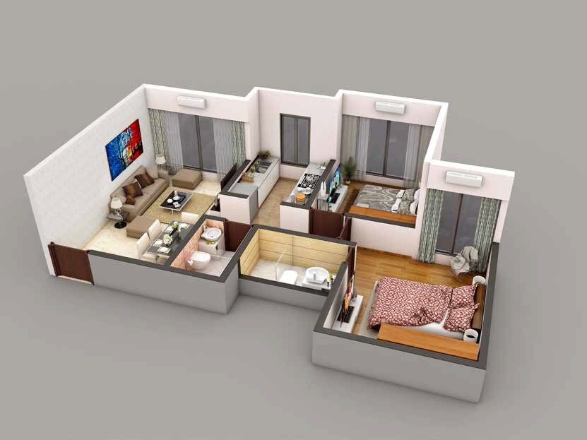 Floor plan of 2 BHK 554 Sq. Ft. Apartment in Parinee Essence, Mumbai