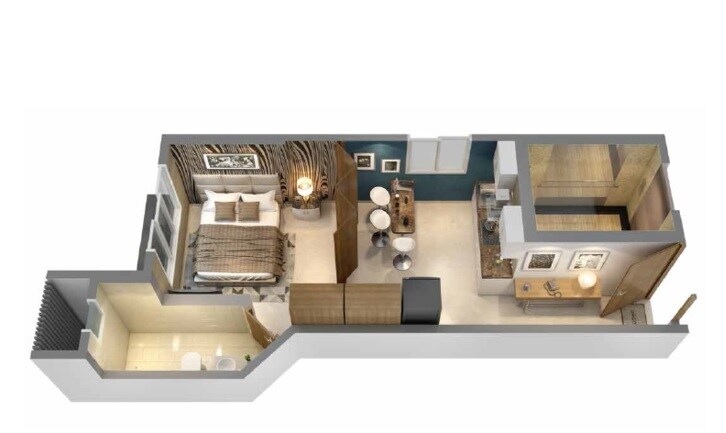 Floor plan of 290 Sq. Ft. Studio in Parinee Essence, Mumbai