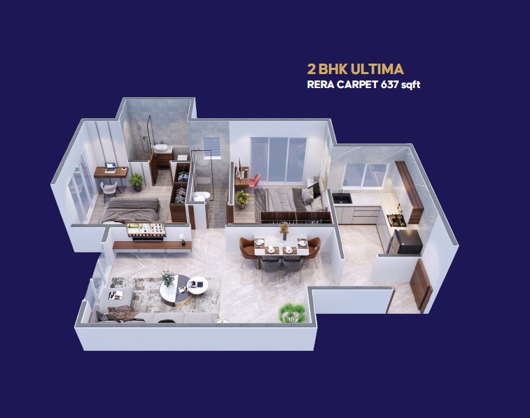 2 BHK 637 Sq. Ft. Apartment in Parsn Bhagyalakshmi