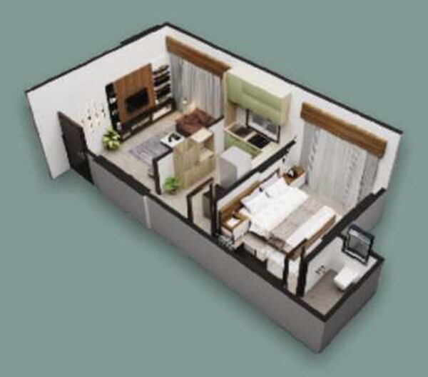 Floor plan of 1 BHK 400 Sq. Ft. Apartment in Parsn Nehru Nagar Panchratna CHS, Mumbai