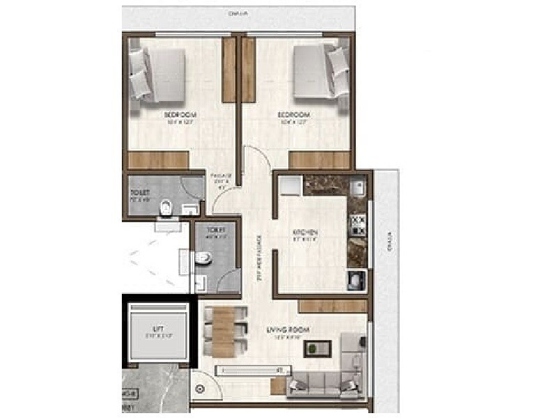 2 BHK 539 Sq. Ft. Apartment