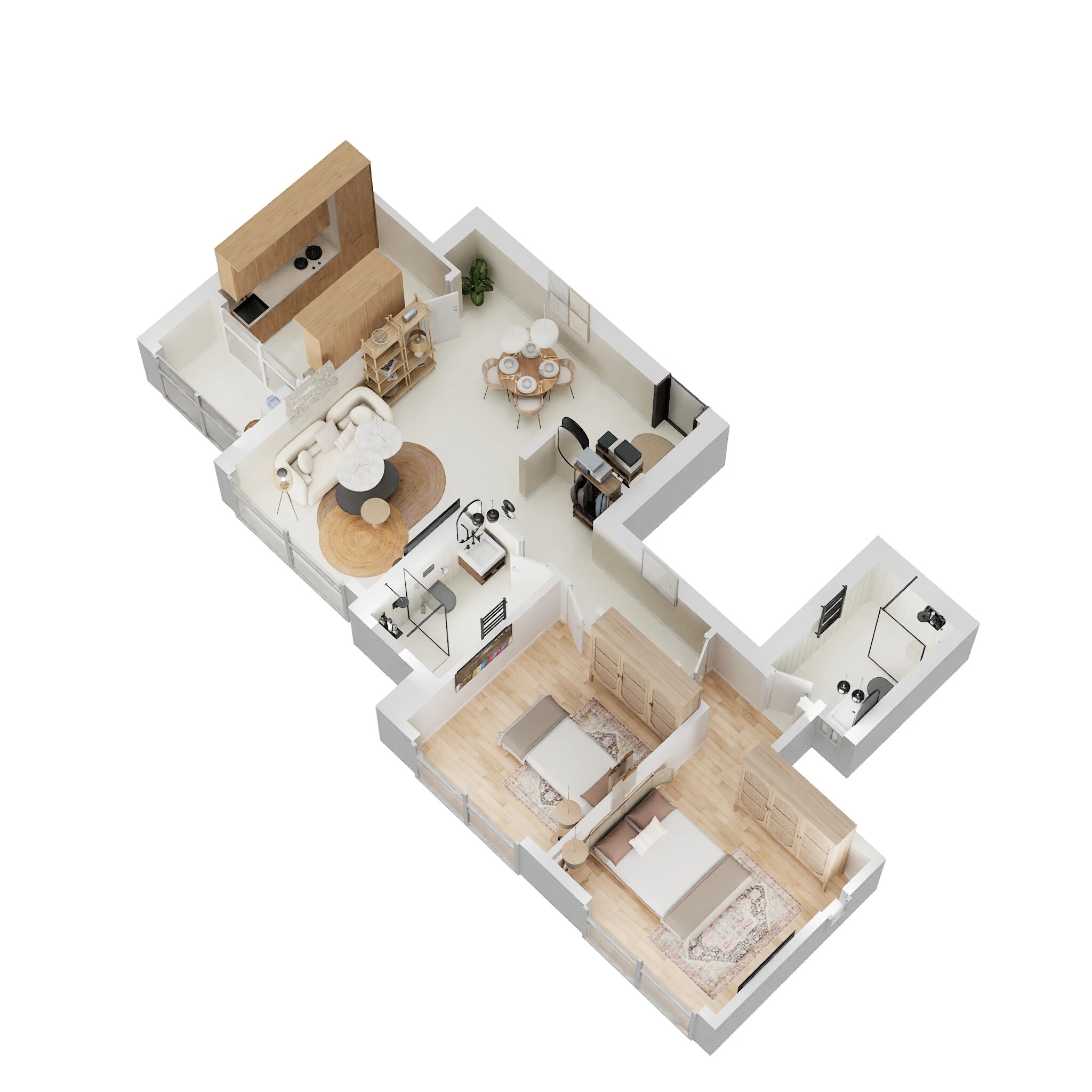 Floor plan of 2 BHK 804 Sq. Ft. Apartment in Peninsula Salsette 27, Mumbai