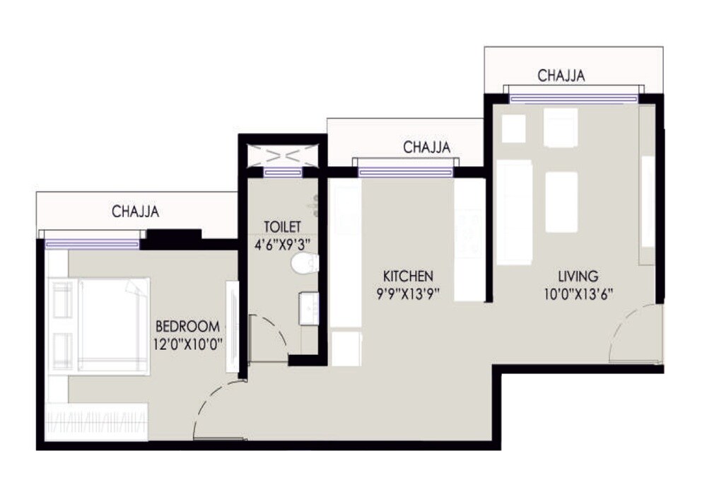 Floor plan of 1 BHK Apartment - 261 sq. ft. in Pinal Sardar House Project, Mumbai