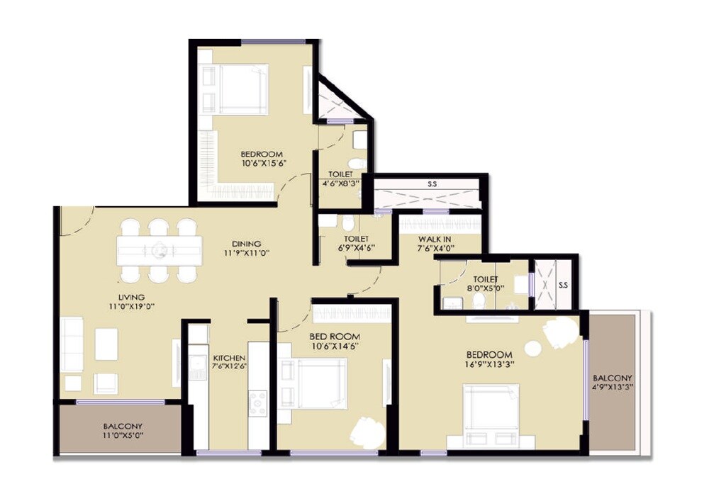 3 BHK 1329 Sq. Ft. Apartment