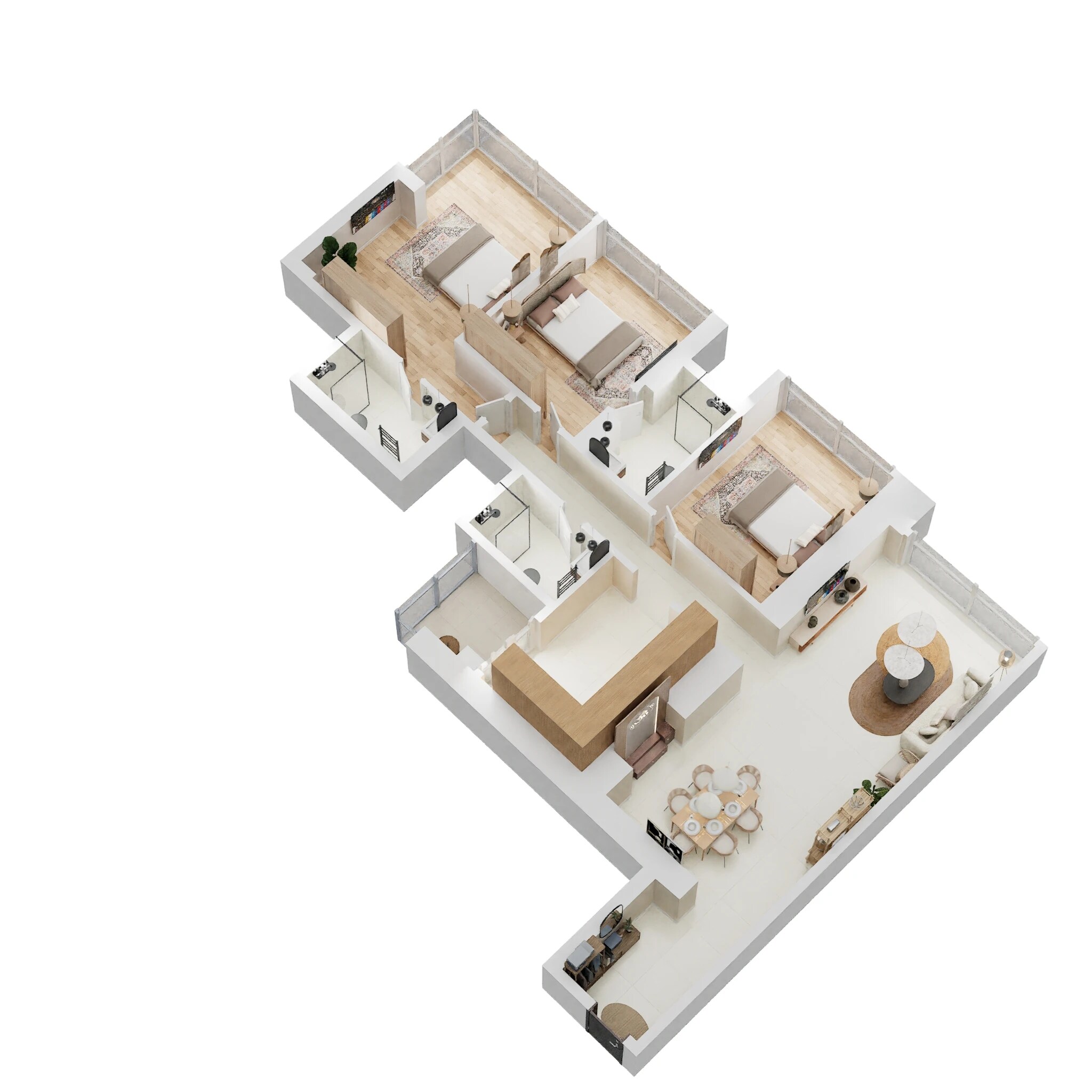 3 BHK 916 Sq. Ft. Apartment