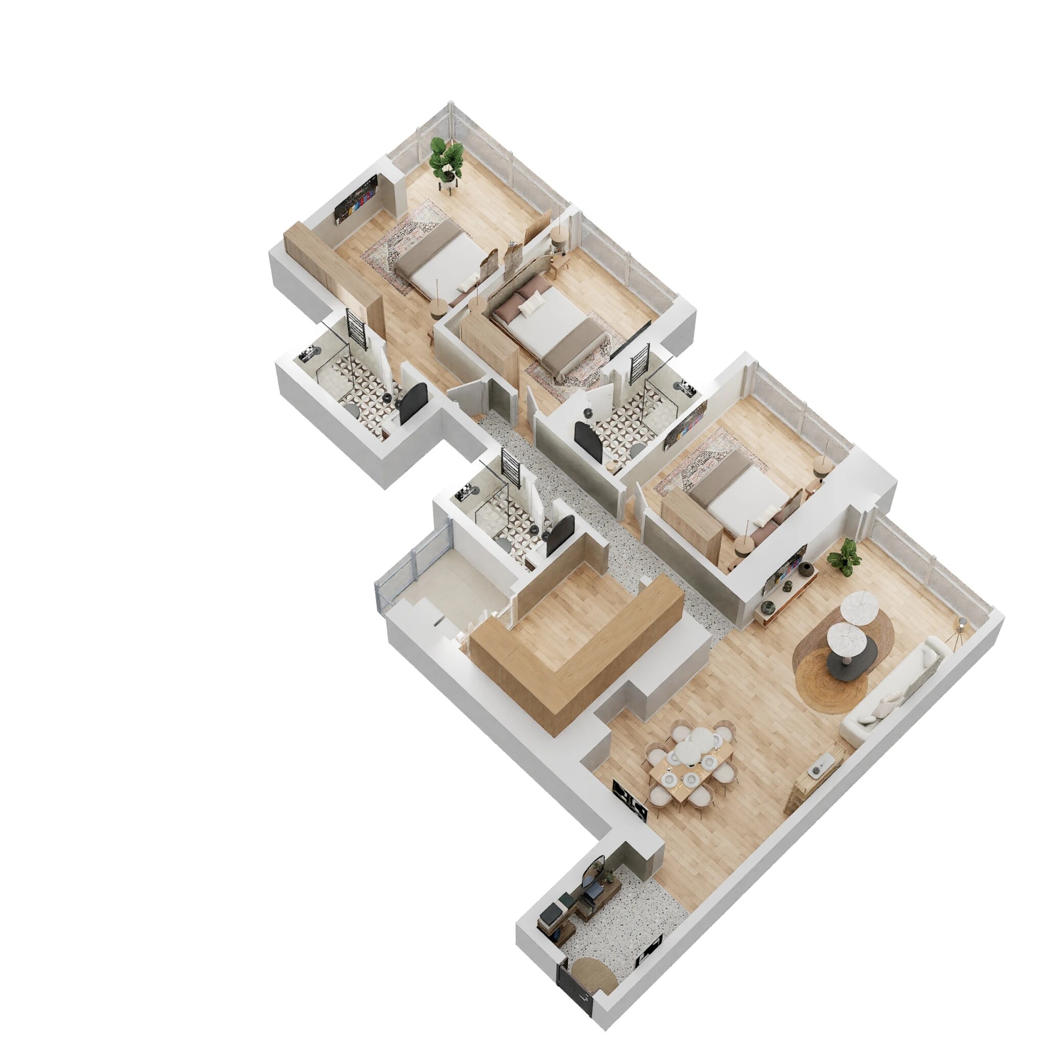 3 BHK 916 Sq. Ft. Apartment