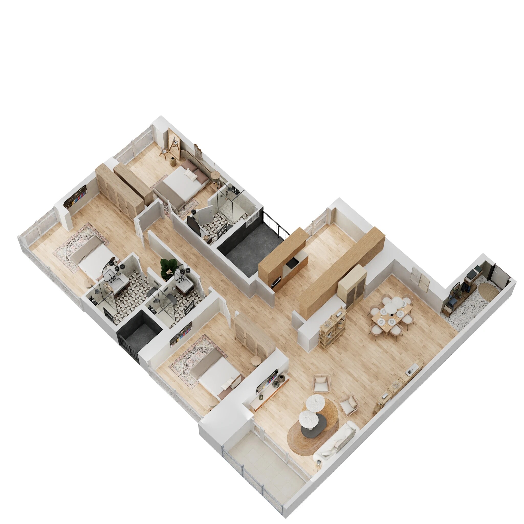 3 BHK 880 Sq. Ft. Apartment