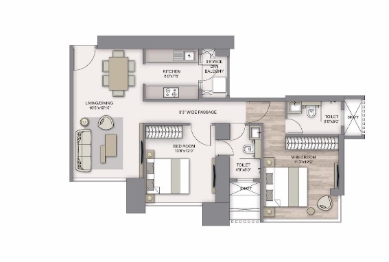 2 BHK 1180 Sq. Ft. Apartment in Piramal Aranya Avyan