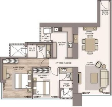  2 BHK Apartment at Piramal Aranya Avyan, Reay Road – for Rent