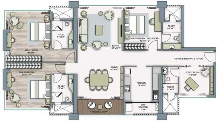 3 BHK 1080 Sq. Ft. Apartment