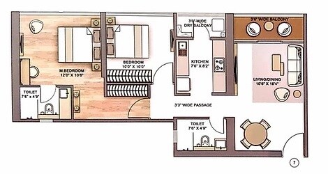 2 BHK 675 Sq. Ft. Apartment