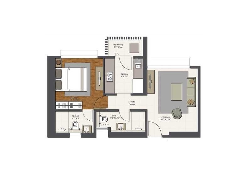 1 BHK 473 Sq. Ft. Apartment
