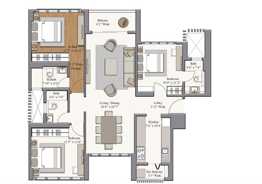  3 BHK Apartment at Piramal Revanta, Mulund West – for Rent