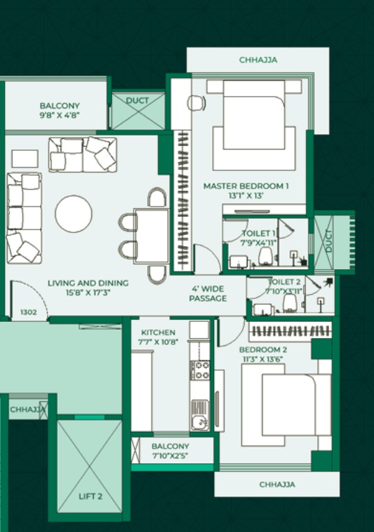 2 BHK 830 Sq. Ft. Apartment in Pittie Paradise