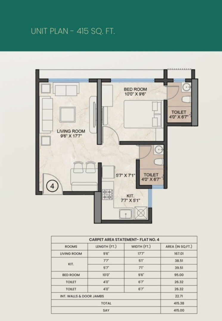 Other, platinum-crest 1 Bedroom 415 Sq.Ft. Apartment In Andheri West Mumbai 9377258
