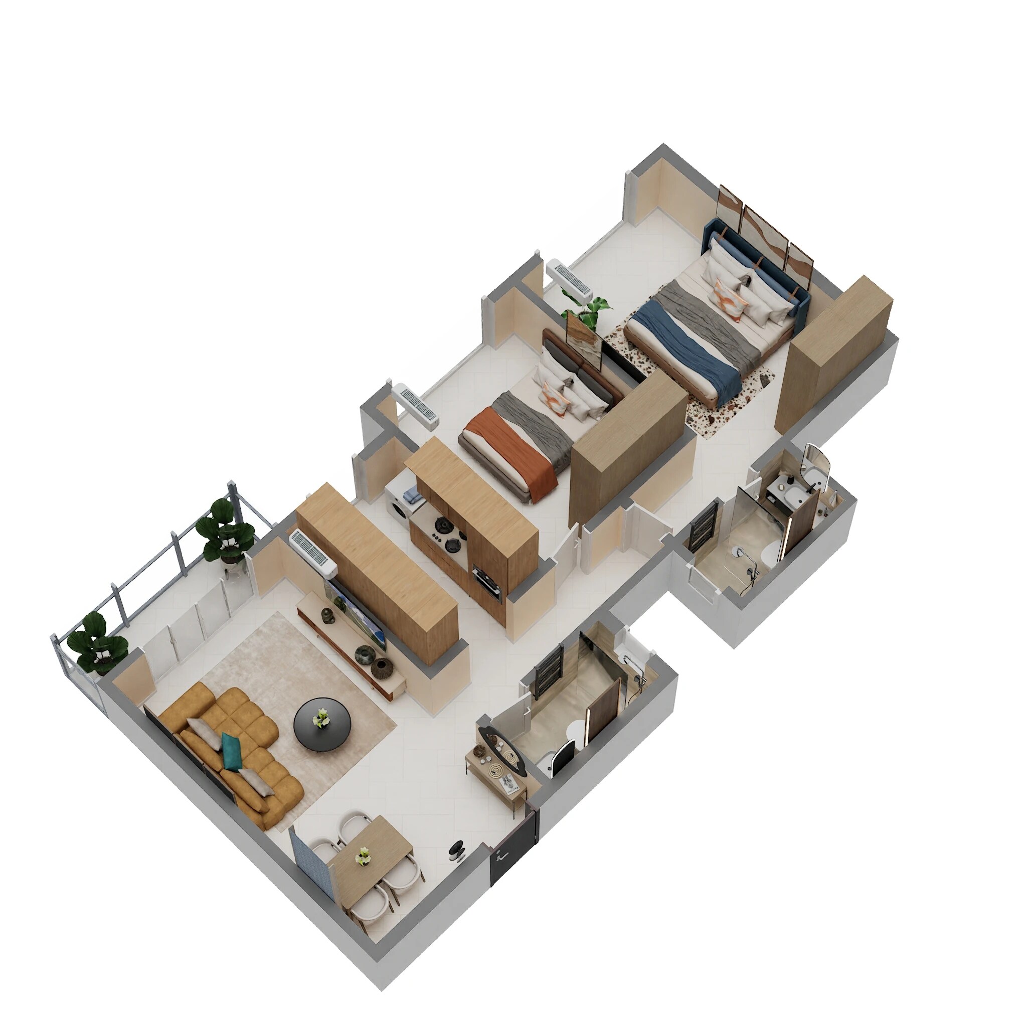 Floor plan of 2 BHK 700 Sq. Ft. Apartment in Platinum Oceanic, Mumbai
