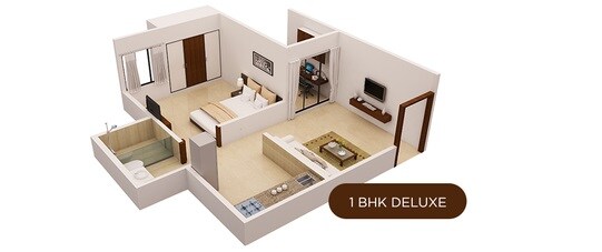 Floor plan of 1 BHK 323 Sq. Ft. Apartment in Platinum Tower 1, Mumbai