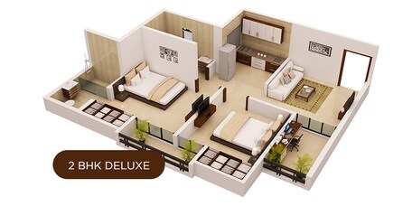 Floor plan of 2 BHK 435 Sq. Ft. Apartment in Platinum Tower 1, Mumbai