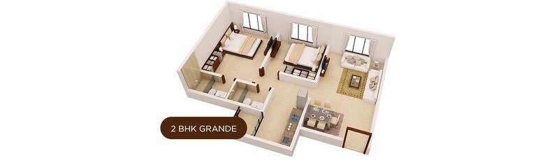 Floor plan of 2 BHK 450 Sq. Ft. Apartment in Platinum Tower 7, Mumbai