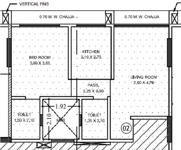Floor plan of 1 BHK 346 Sq. Ft. Apartment in Poddar Satyam, Mumbai