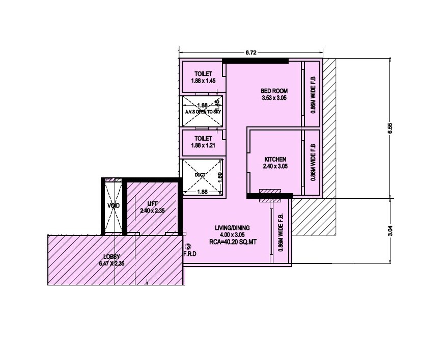 Floor plan of 1 BHK 433 Sq. Ft. Apartment in Poonam Polaris, Mumbai