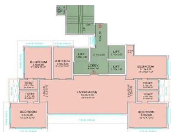 Floor plan of 4 BHK 1746 Sq. Ft. Apartment in Pr Jolly Friends, Mumbai