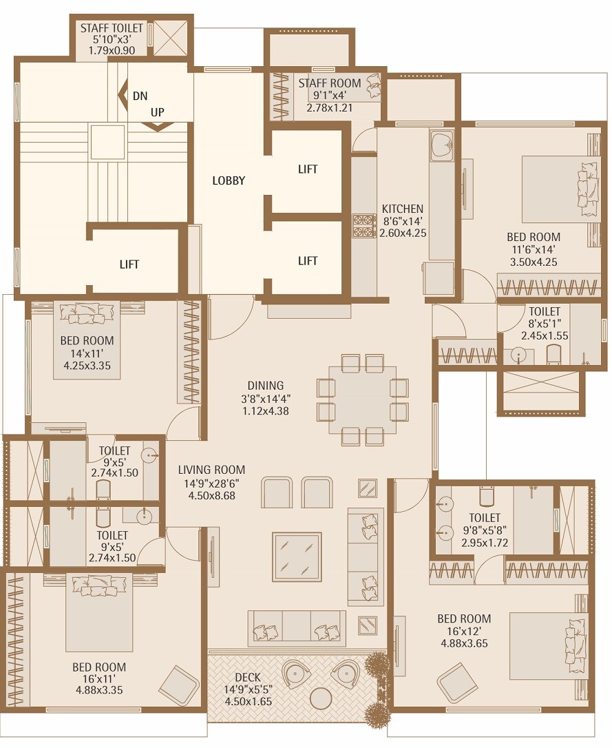4 BHK 1661 Sq. Ft. Apartment