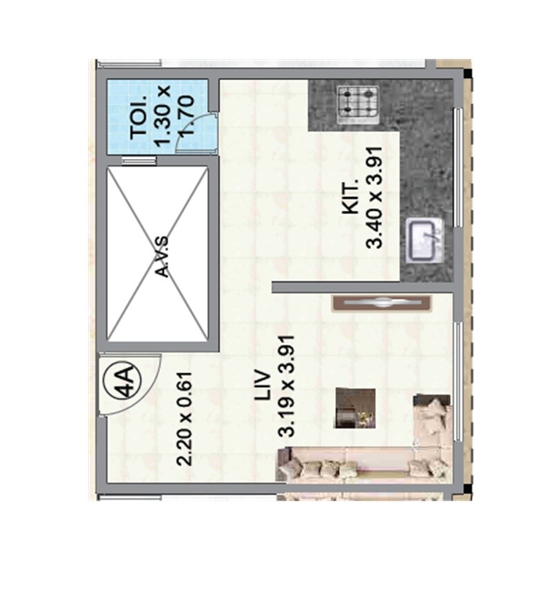 Floor plan of 355 Sq. Ft. Studio in Pragati Revanta, Mumbai