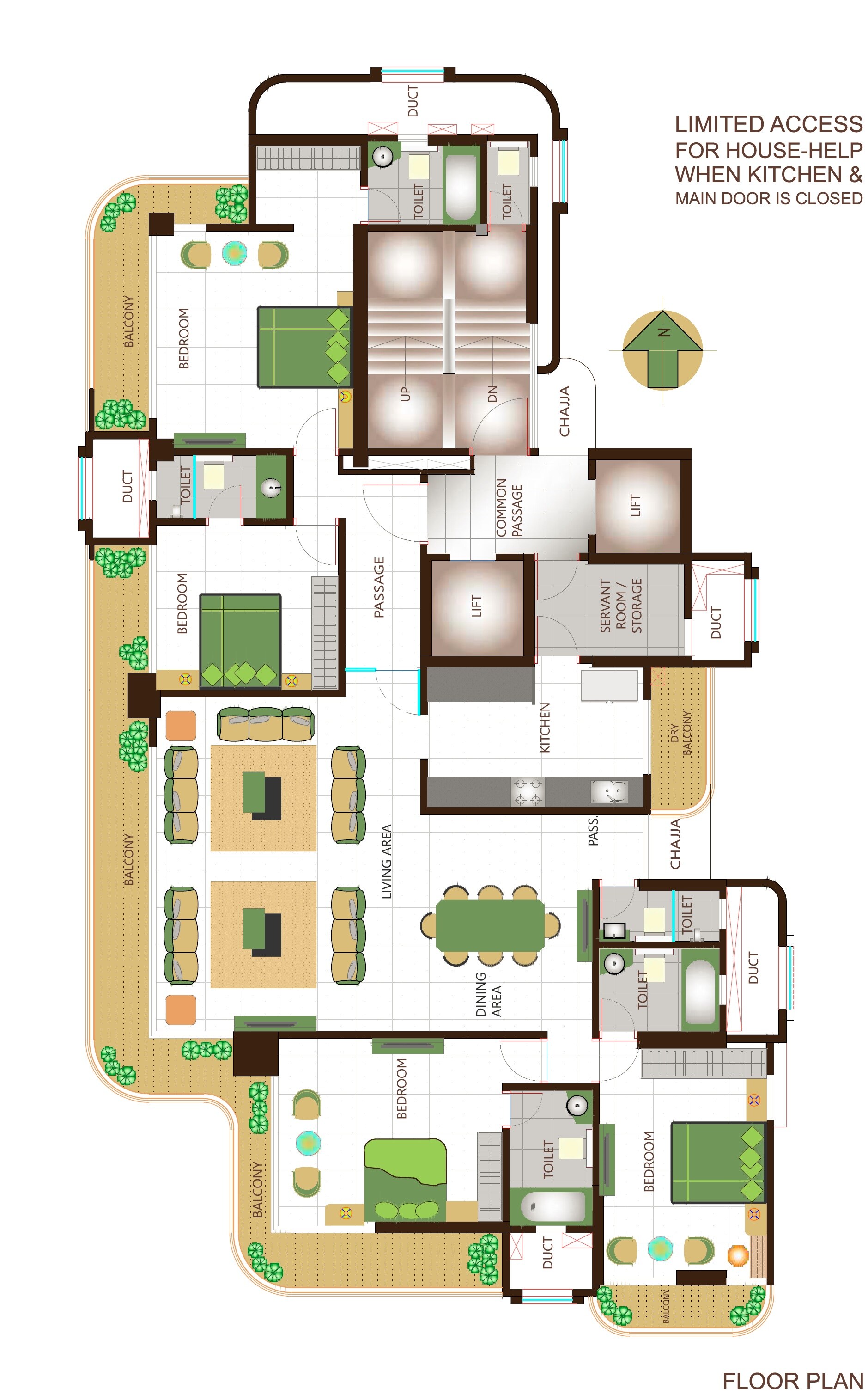 Floor plan of 4 BHK 2386 Sq. Ft. Apartment in Praman Solitaire, Mumbai