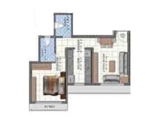 Floor plan of 1 BHK 436 Sq. Ft. Apartment in Pranav Deep Sunderlane CHS, Mumbai
