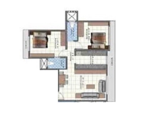 Floor plan of 2 BHK 588 Sq. Ft. Apartment in Pranav Deep Sunderlane CHS, Mumbai