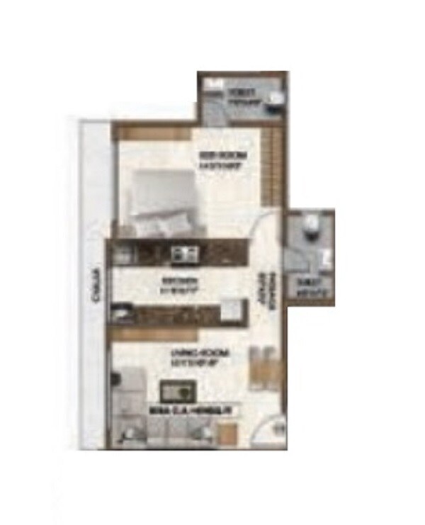 Floor plan of 1 BHK 424 Sq. Ft. Apartment in Pranav Nirvana Residency, Mumbai