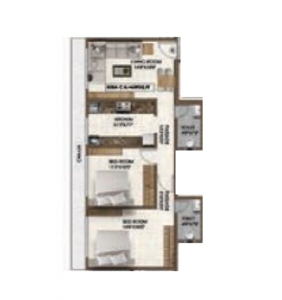 Floor plan of 2 BHK 638 Sq. Ft. Apartment in Pranav Nirvana Residency, Mumbai