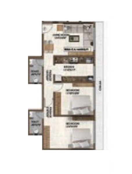 Floor plan of 2 BHK 649 Sq. Ft. Apartment in Pranav Nirvana Residency, Mumbai