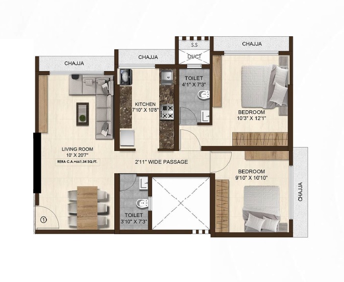 2 BHK 660 Sq. Ft. Apartment in Pranav Om Manikanta CHS