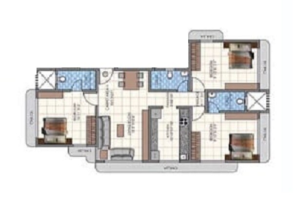 Floor plan of 2 BHK 750 Sq. Ft. Apartment in Pranav Rajhans Apartment, Mumbai