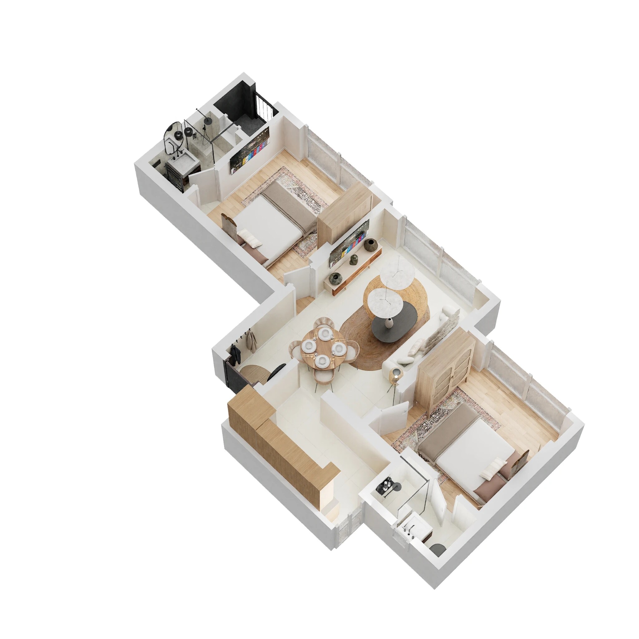 Floor plan of 2 BHK 505 Sq. Ft. Apartment in Pratham ARC Aura, Mumbai