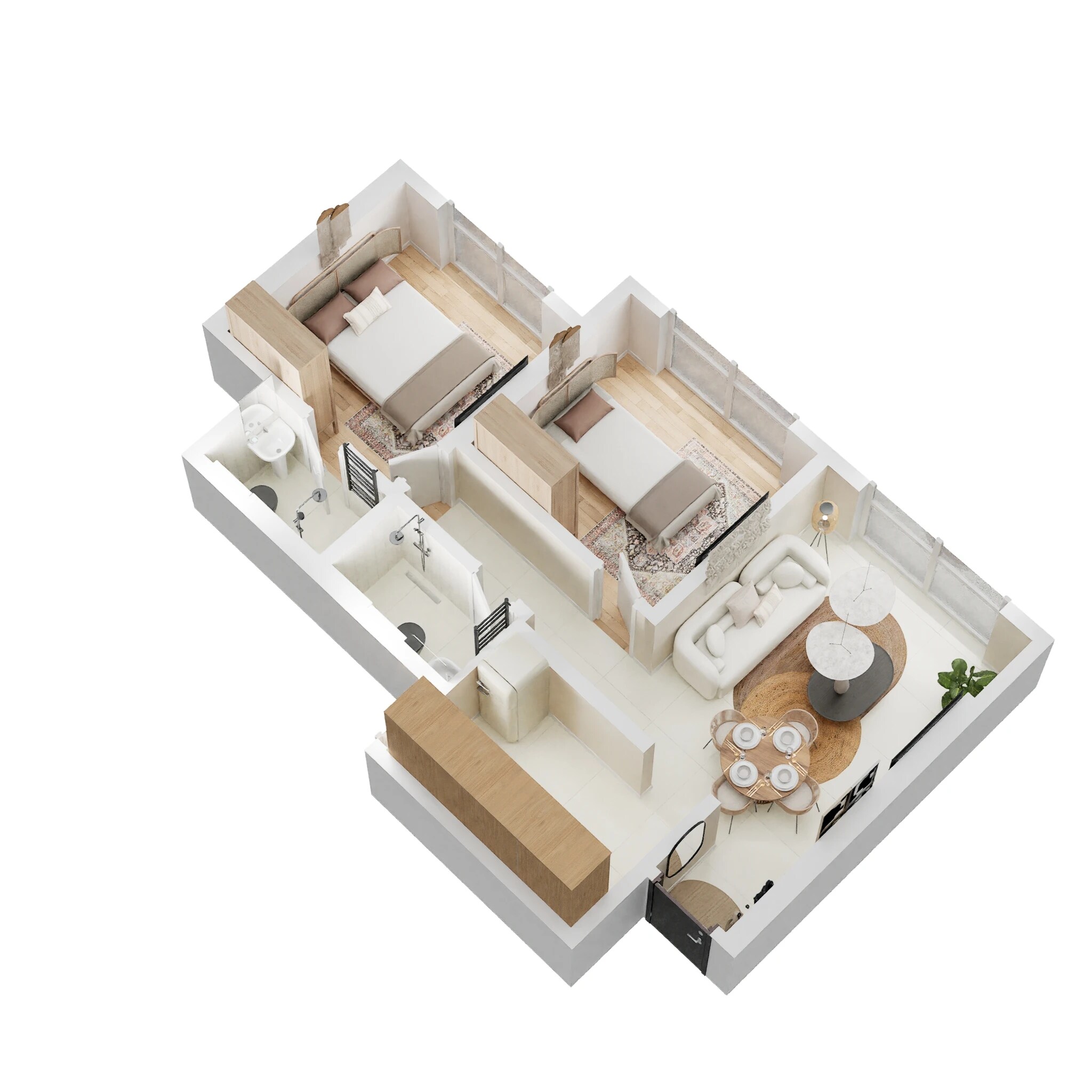 Floor plan of 2 BHK 540 Sq. Ft. Apartment in Pratham ARC Aura, Mumbai