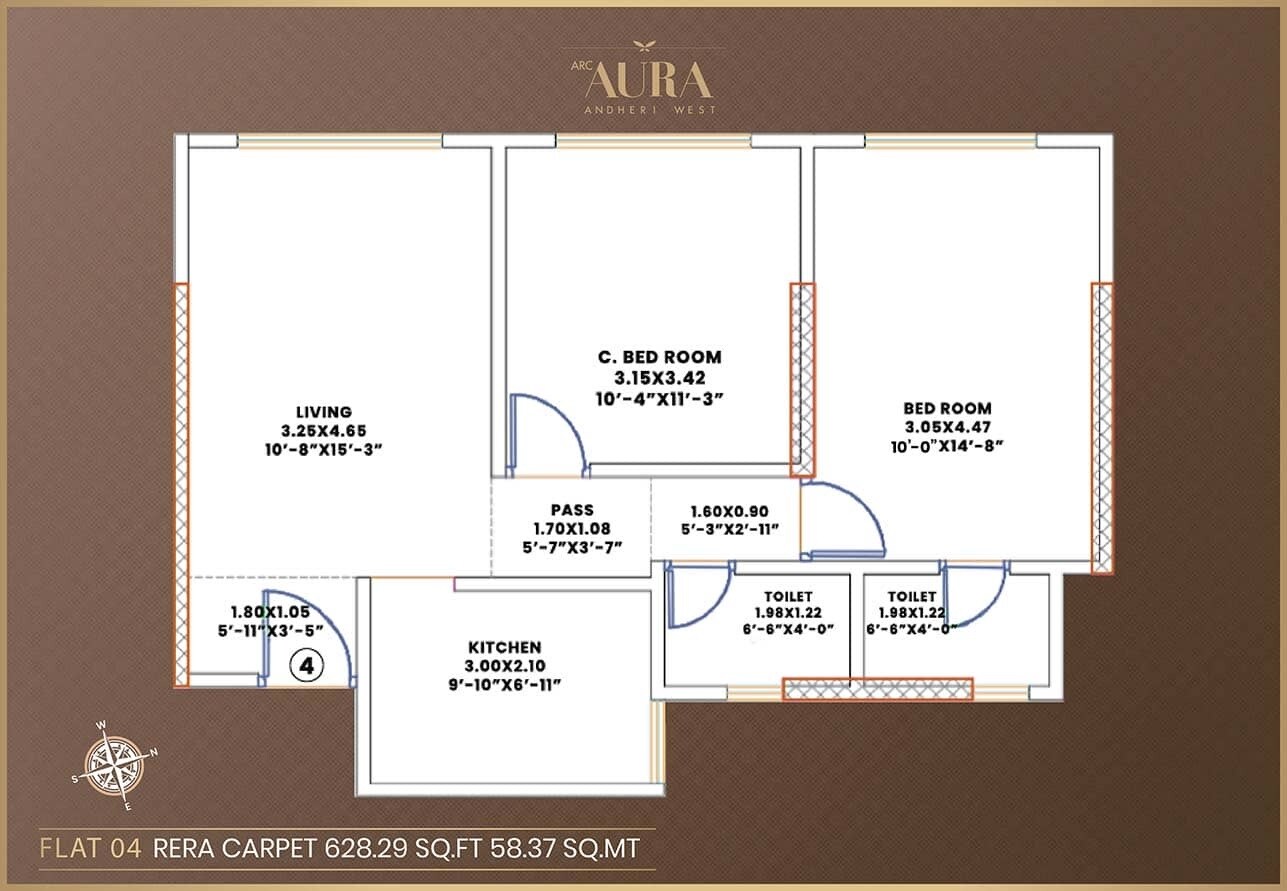  2 BHK Apartment at Pratham ARC Aura, Andheri West – for Rent