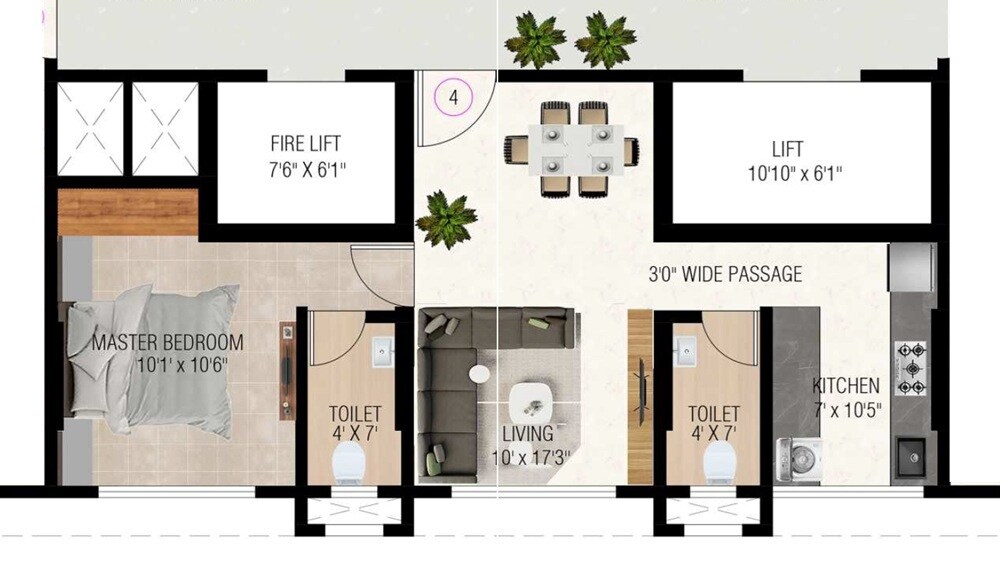 1 BHK 464 Sq. Ft. Apartment