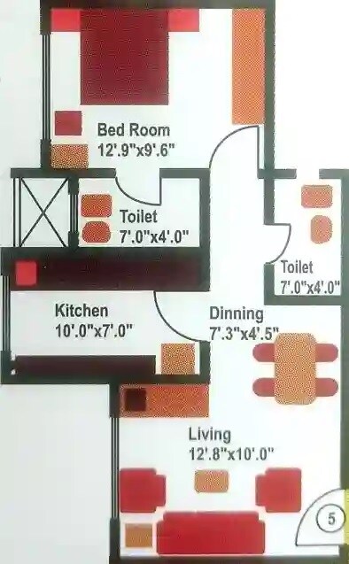Floor plan of 1 BHK 415 Sq. Ft. Apartment in Prathana Acharya Ashram, Mumbai