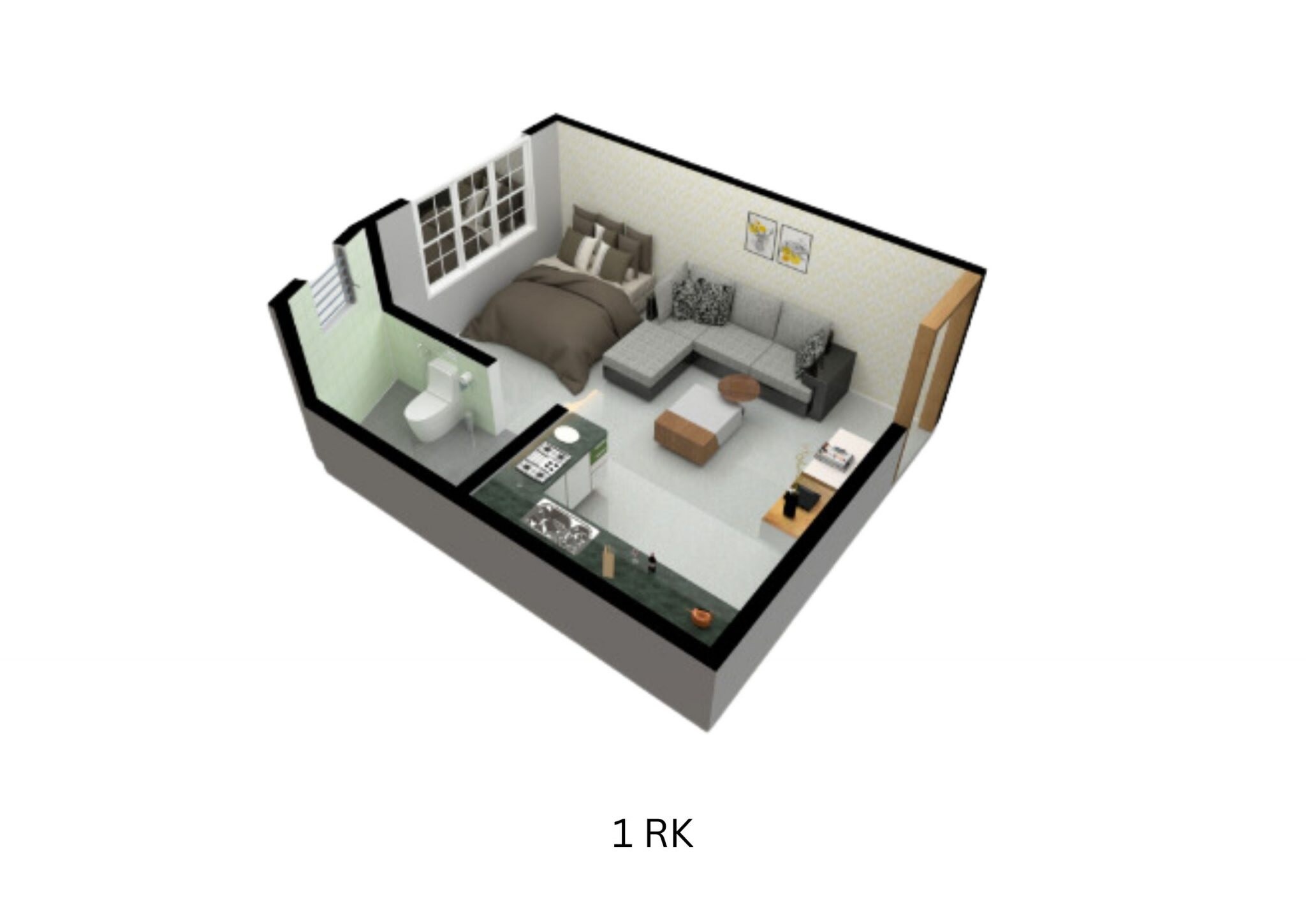 Floor plan of 214 Sq. Ft. Studio in Pratik Springwoods, Mumbai