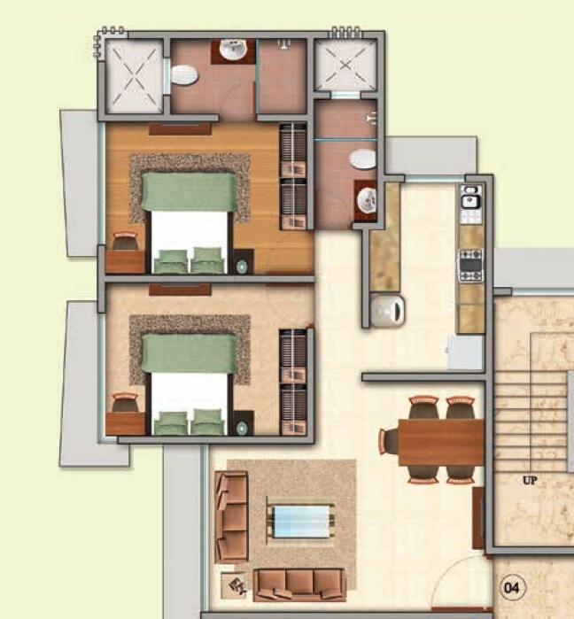 Floor plan of 2 BHK 728 Sq. Ft. Apartment in Prem Chitralekha, Mumbai